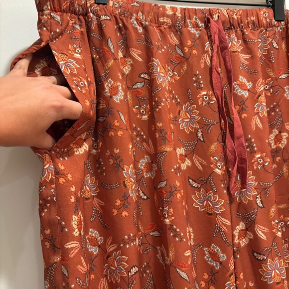 Coldwater Creek Women Plus 1X Terra Haven Pant Cinnamon Floral Pull On Wide Leg - Picture 6 of 11